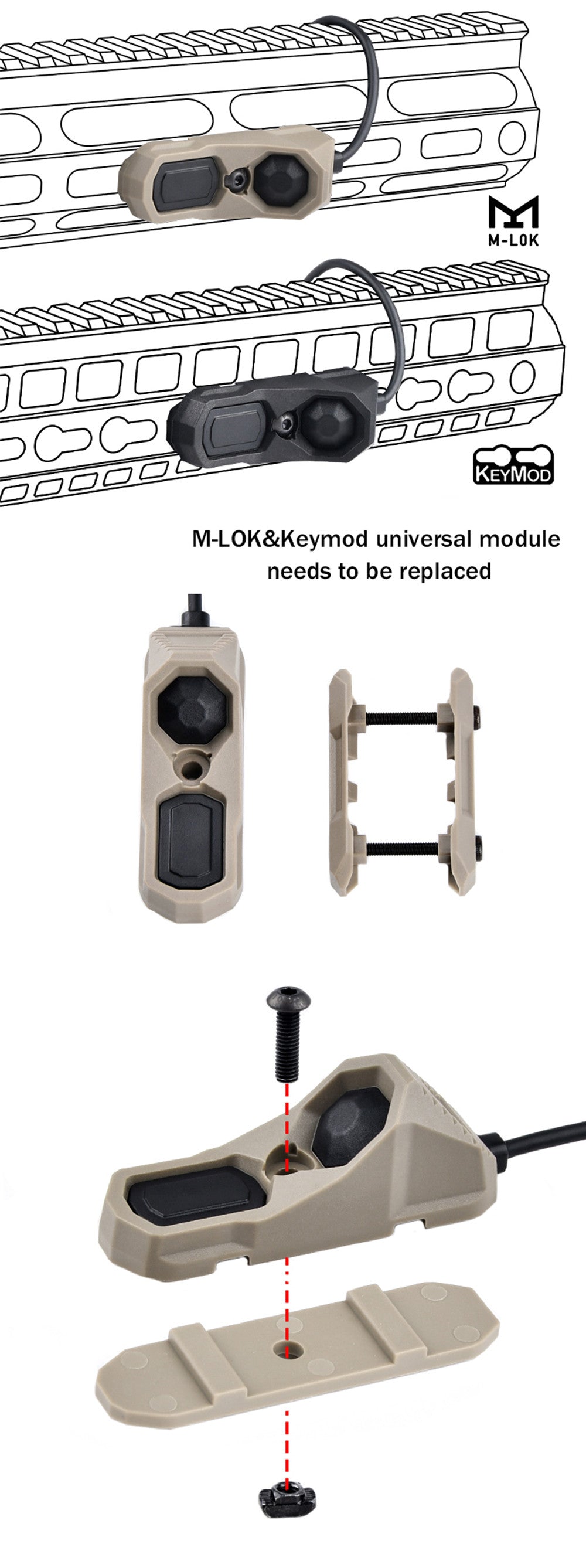 Flash Light - M600C with Dual Remote Switch for M-LOK Keymod Picatinny