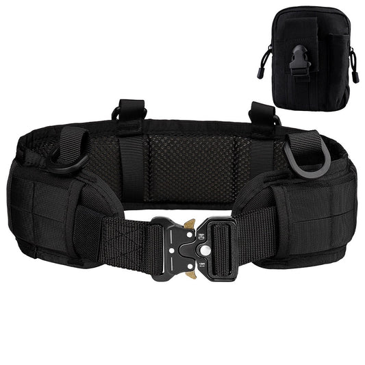 MOLLE Tactical Adjustable Belt System with Storage Bag - Black & TAN